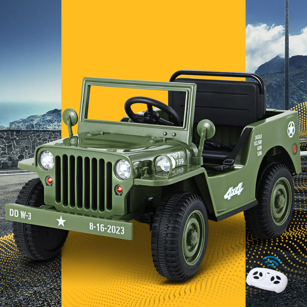 Rigo Kids Electric Ride On Car Jeep Military Off Road Toy Cars Remote 12V Olive-7