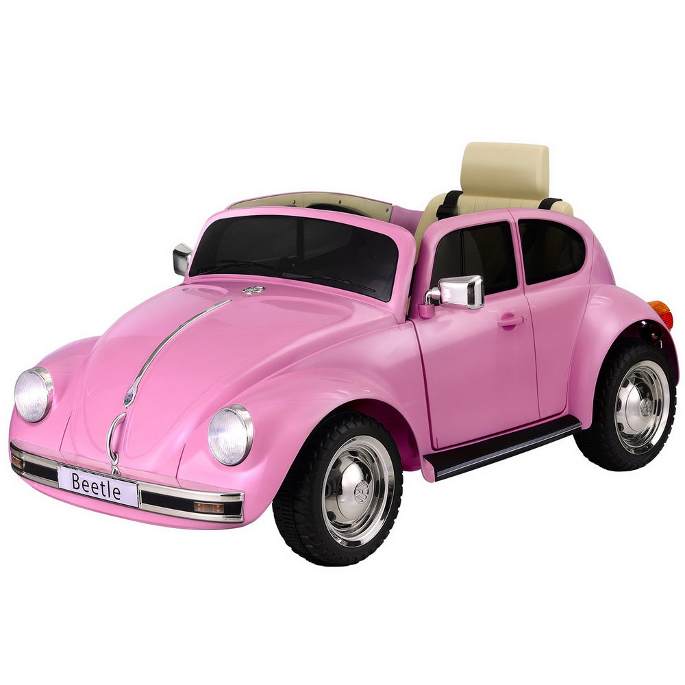 Kids Ride On Car Licensed Volkswagen Beetle Electric Toys Horn Remote 6V Pink-6