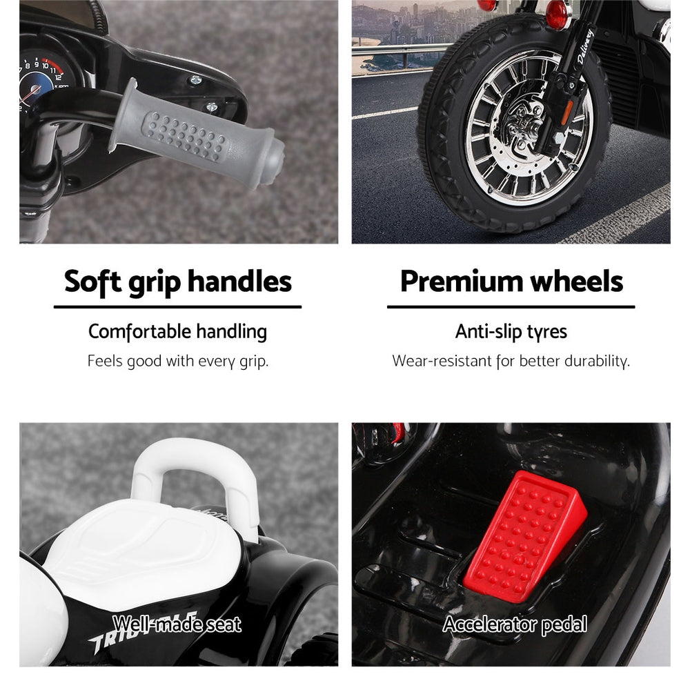 Rigo Kids Electric Ride On Patrol Police Car Harley-Inspired 6V Black-5