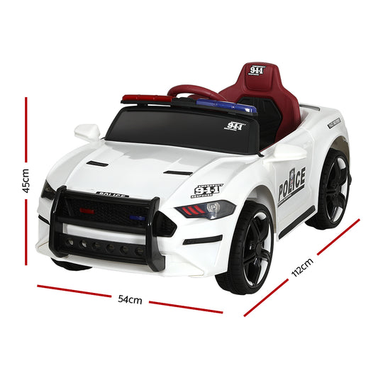 Rigo Kids Ride On Car Electric Patrol Police Cars Battery Powered Toys 12V White-1