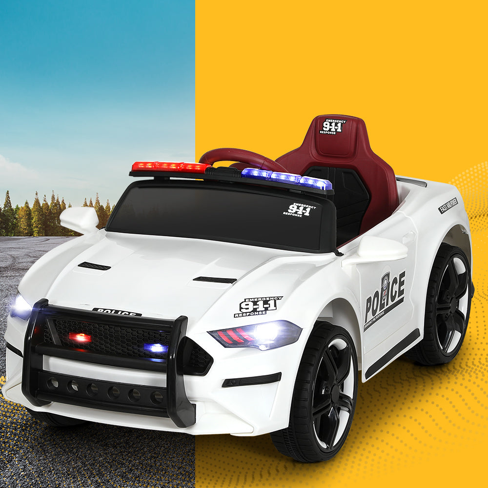 Rigo Kids Ride On Car Electric Patrol Police Cars Battery Powered Toys 12V White-6