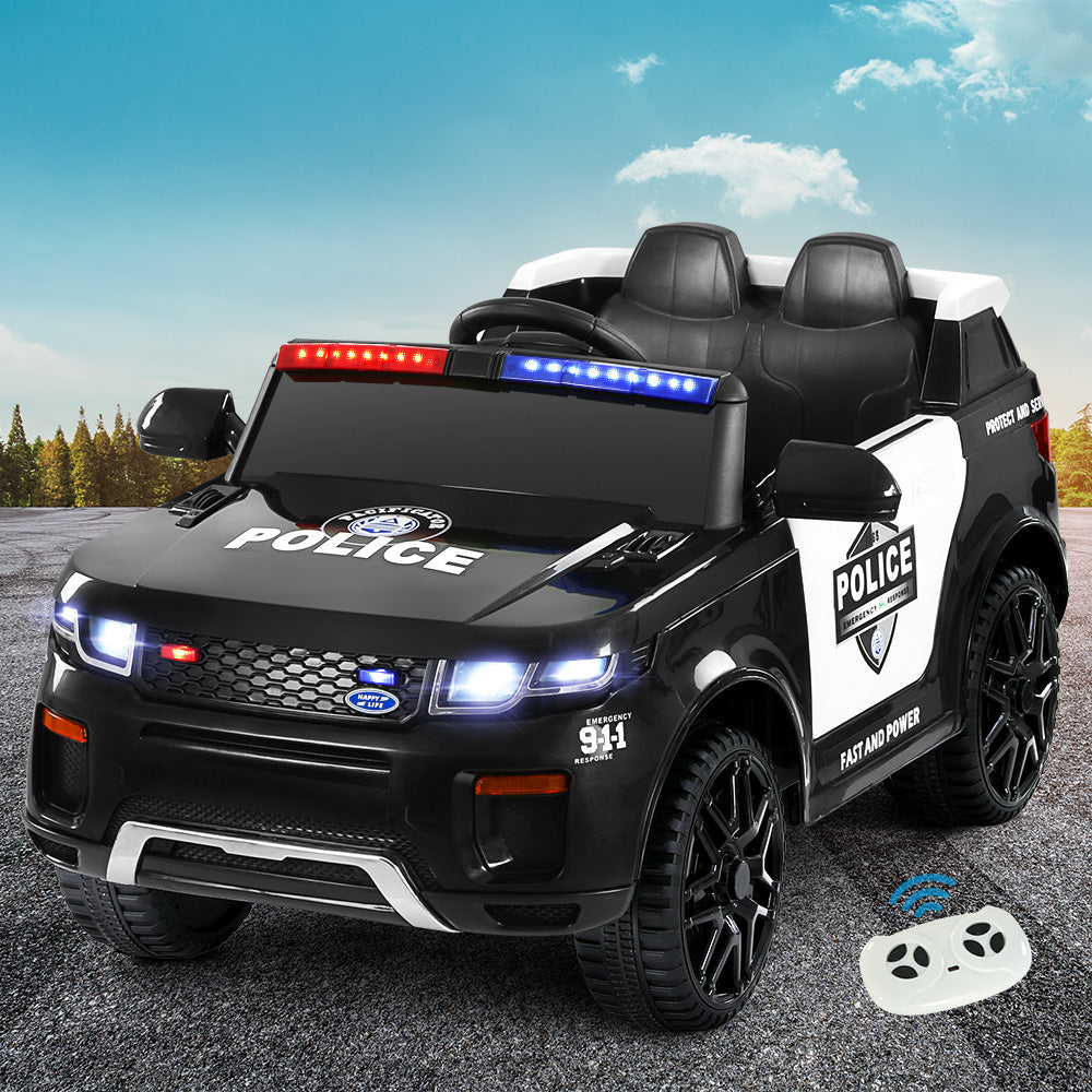 Rigo Kids Electric Ride On Patrol Police Car Horn Music Remote Black-6