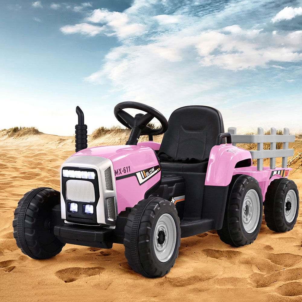 Rigo Kids Electric Ride On Car Tractor Toy Cars 12V Pink-6