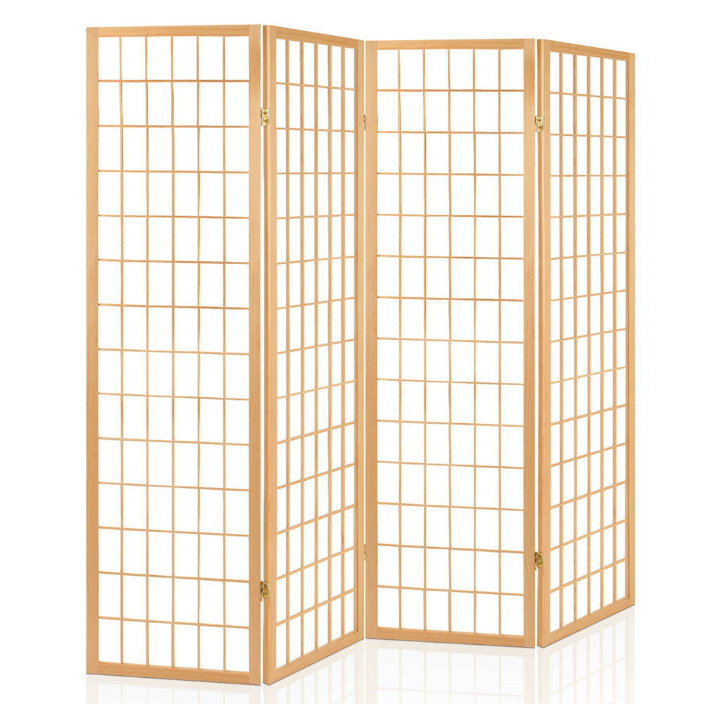 Artiss 4 Panel Room Divider Screen 174x179cm Natural-7