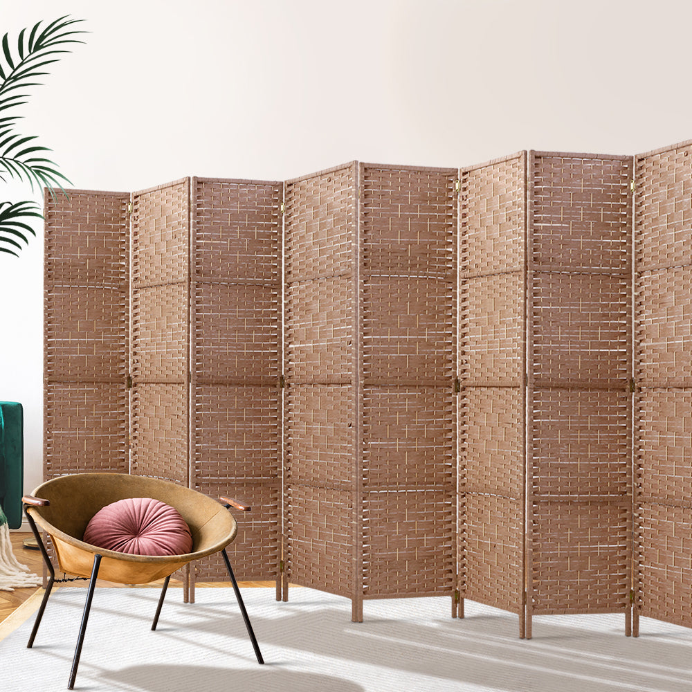 Artiss 8 Panel Room Divider Screen 326x170cm Woven Natural-6