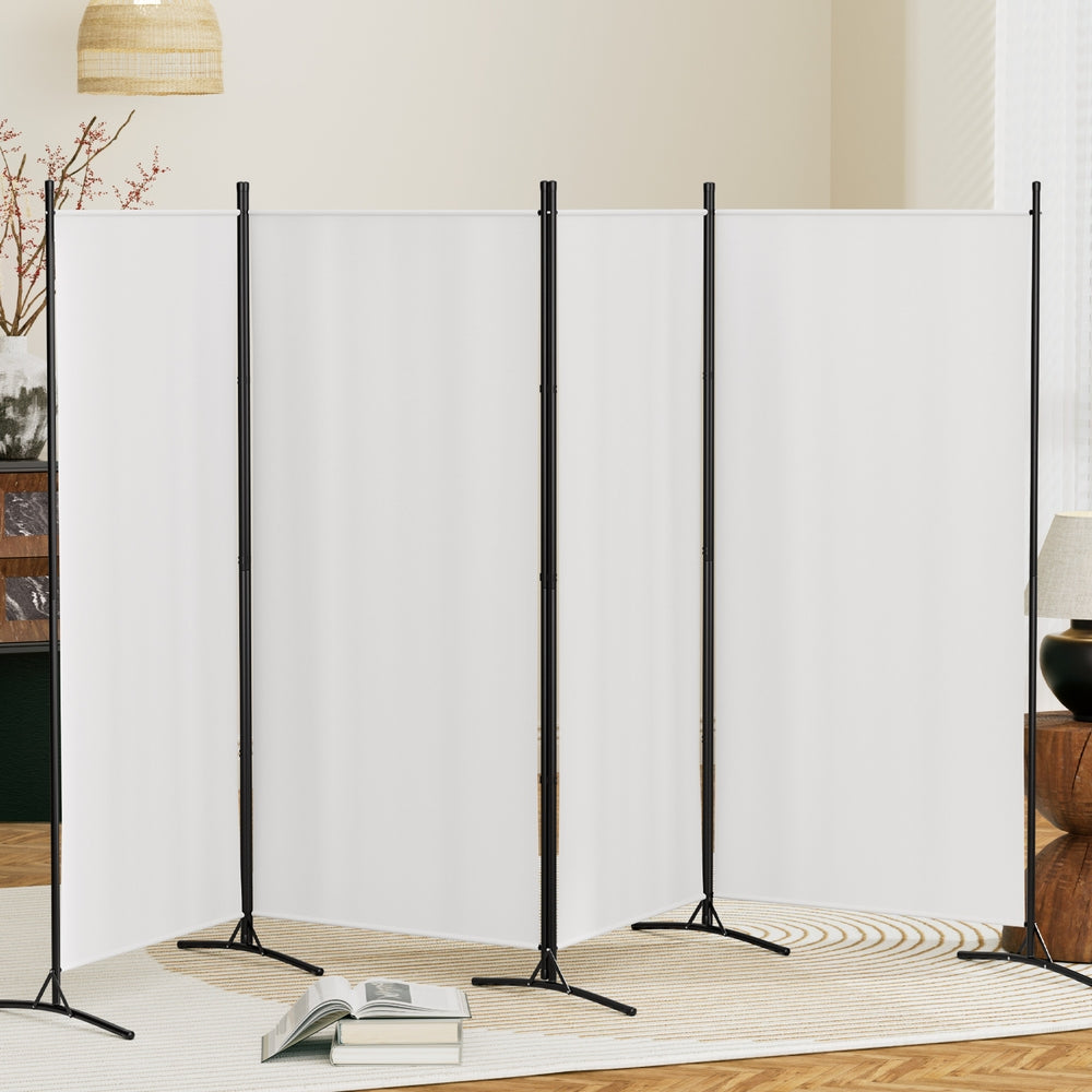 Artiss 4 Panel Room Divider Screen 345x180cm Fabric White-6