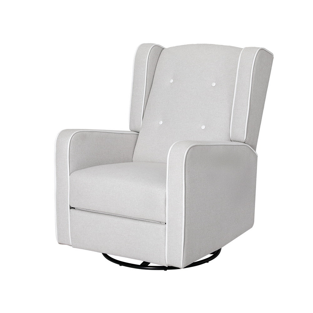 Artiss Recliner Armchair 360� Swivel Grey Fabric-6