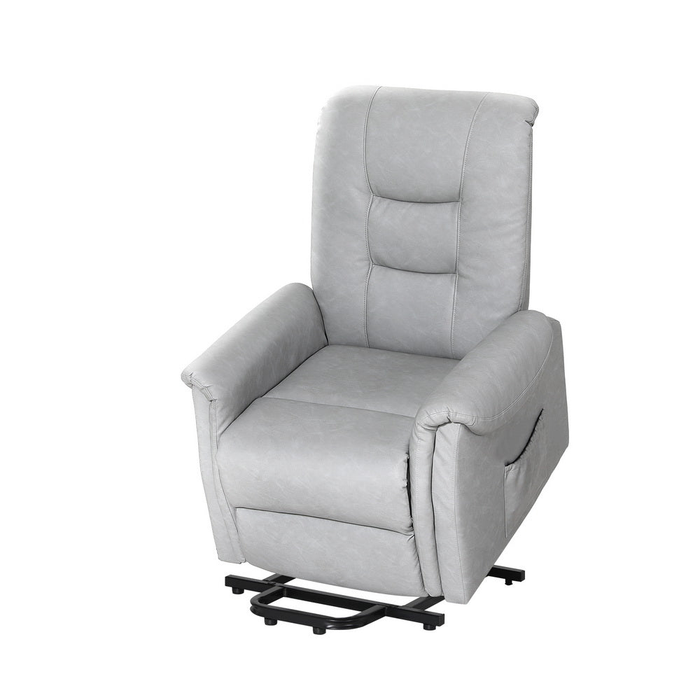 Artiss Recliner Chair Lift Assist Chair Leather Grey-6