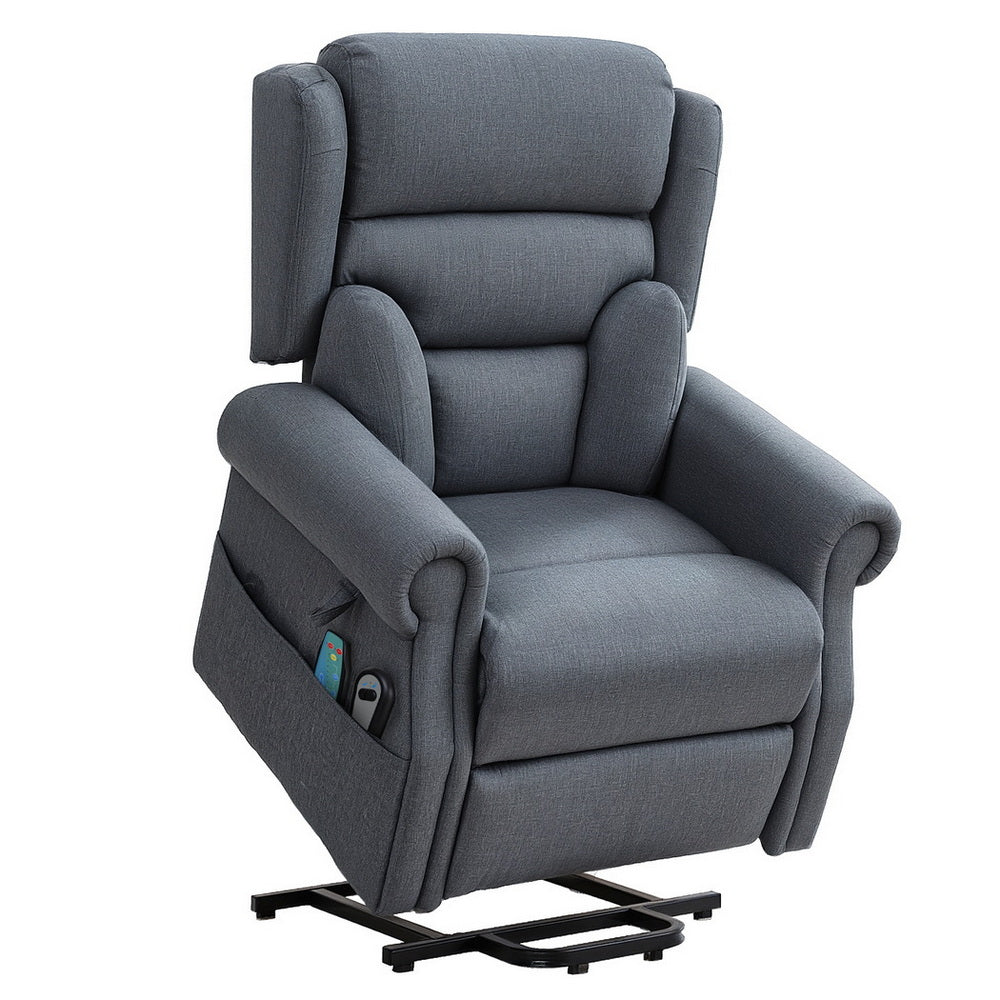 Artiss Recliner Chair Electric Massage Chair Fabric Lounge Sofa Heated Grey