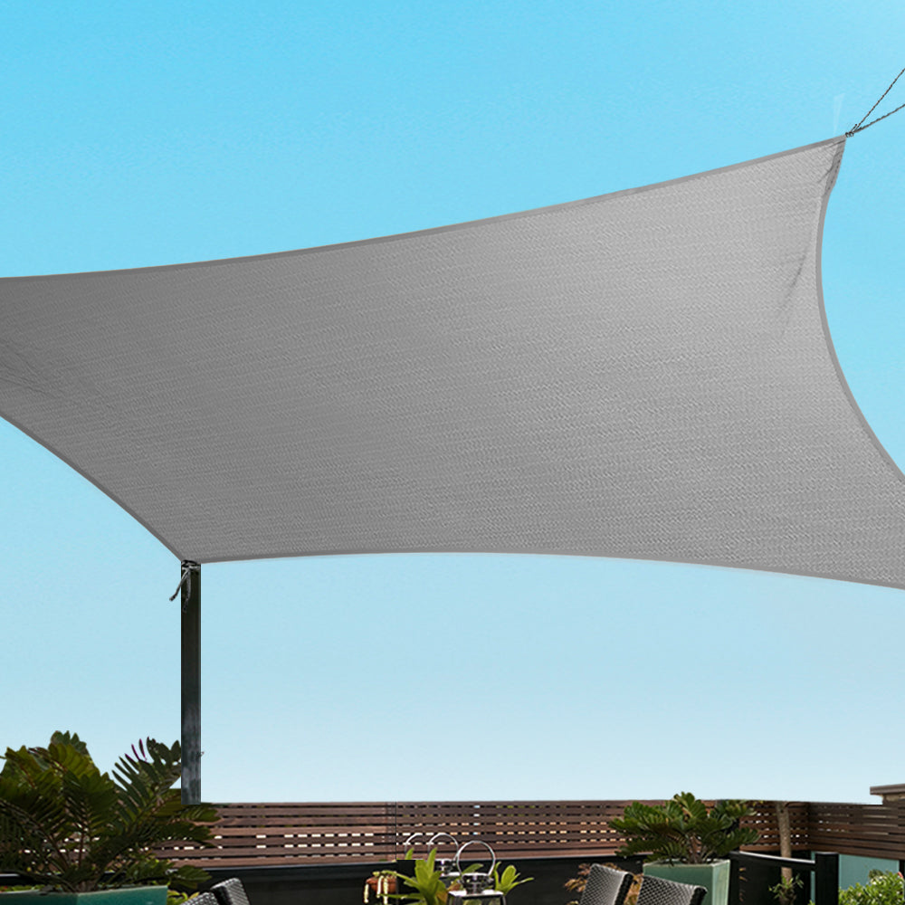 Instahut Shade Sail 3x3m Square 280GSM 98% Grey Shade Cloth-6