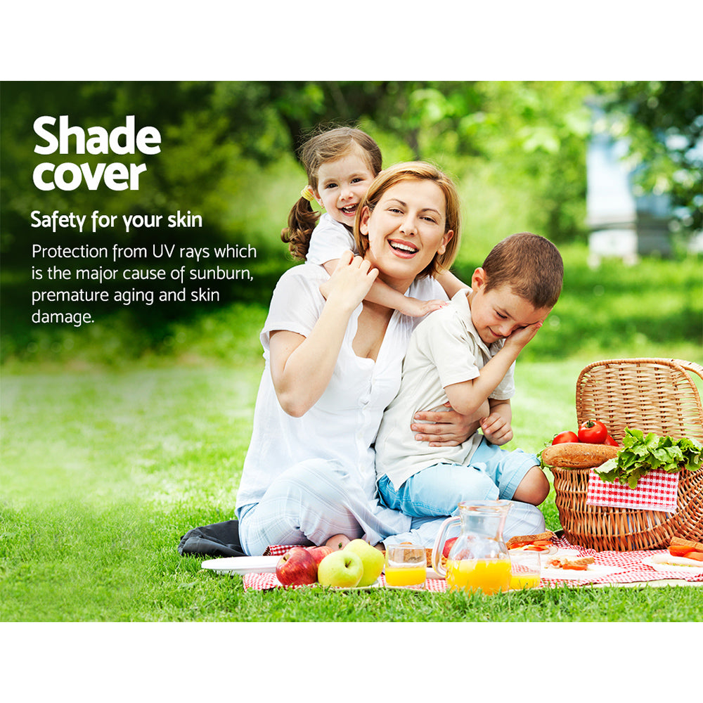 Instahut Shade Sail 2x4m Rectangle 185GSM 95% Sand Shade Cloth-5