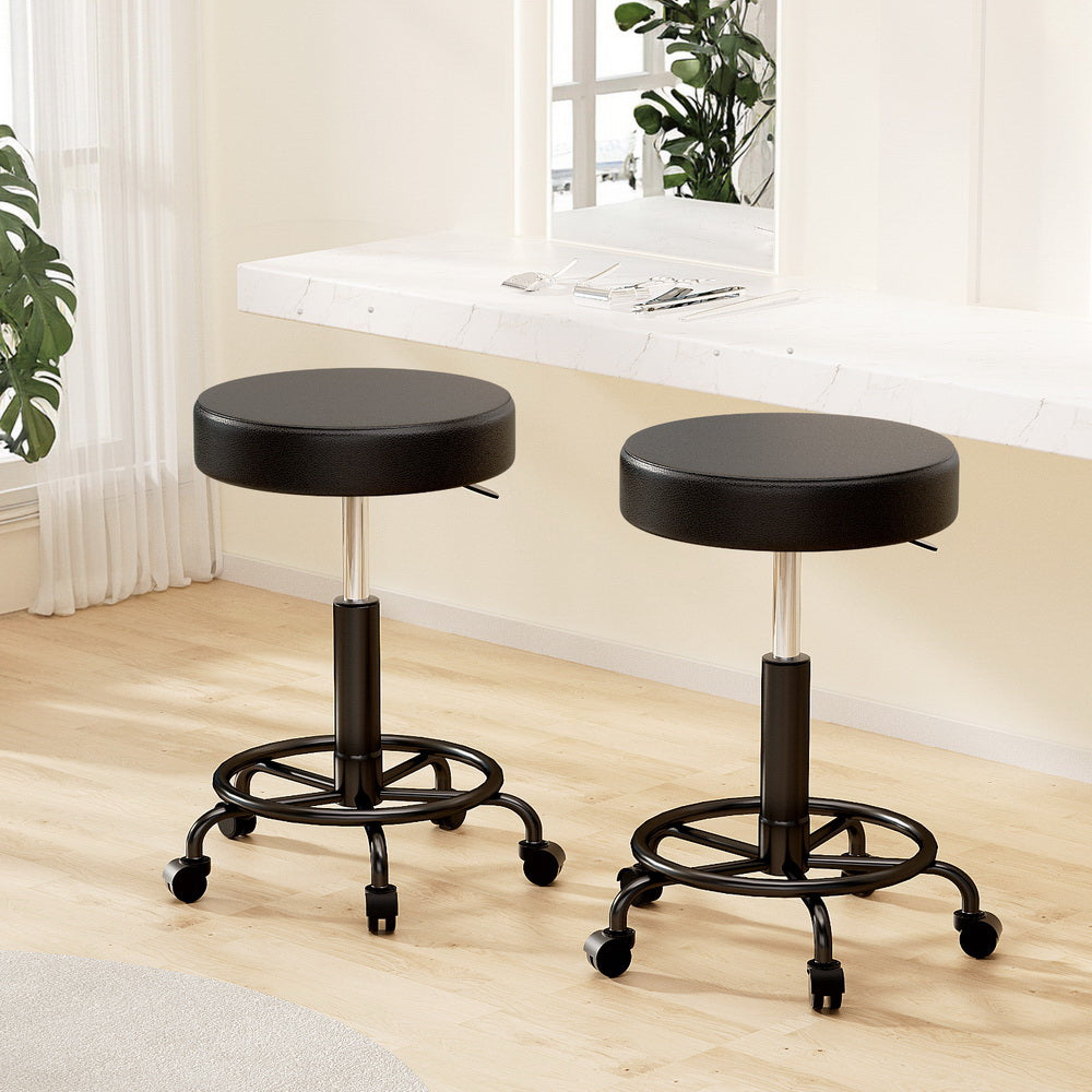 Artiss 2x Salon Stool Round Swivel Chair-6