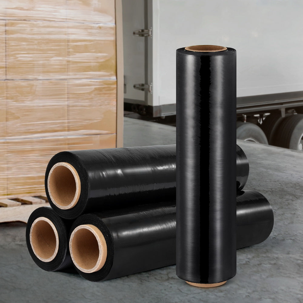 500mm x 400m Stretch Film Pallet Shrink Wrap 4 Rolls Package Use Plastic Black-6