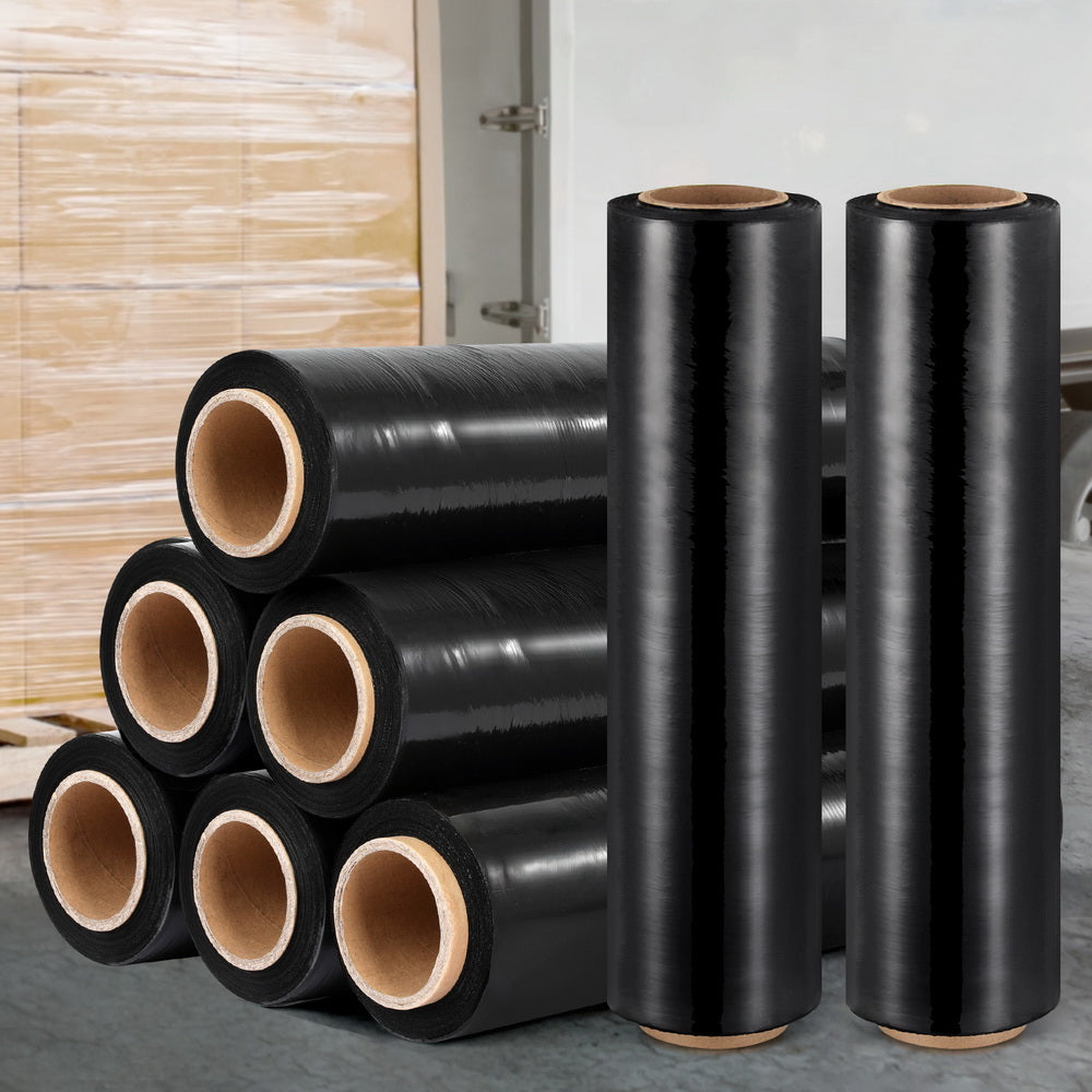 500mm x 400m Stretch Film Pallet Shrink Wrap 8 Rolls Package Use Plastic Black-6
