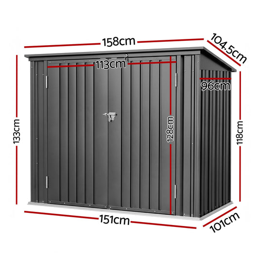 Giantz Garden Shed Wheelie Bin Storage Enclosure Outdoor Lockable Steel Cabinet