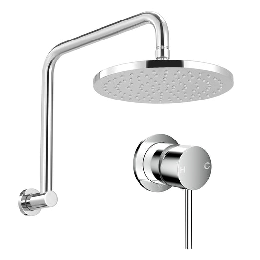 Cefito 9'' Rain Overhead Swivel Shower Head with Wall Bathroom Mixer Silver