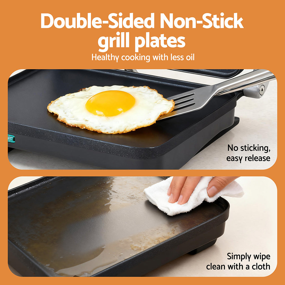 Devanti 3 in 1 Sandwich Maker Steak Press Grill 1000W-7