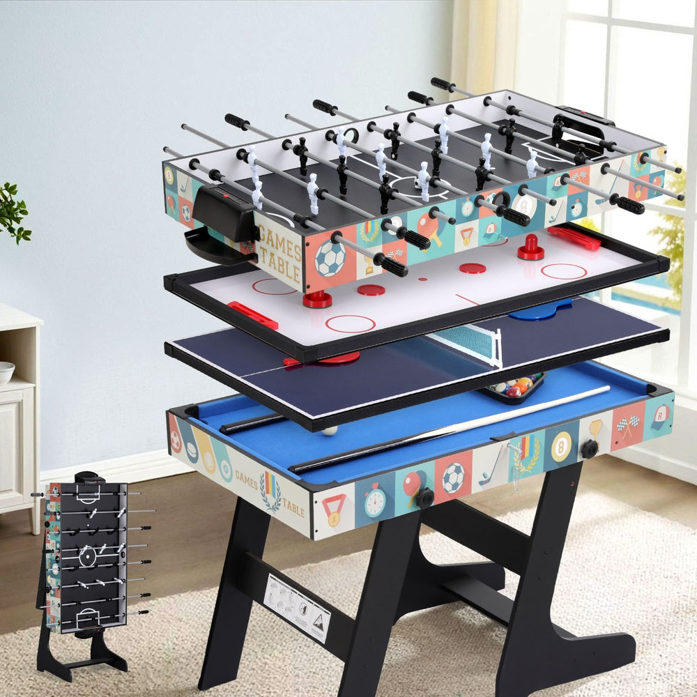 4-in-1 Soccer Table Foldable Game Foosball Table Tennis Pool Hockey-6