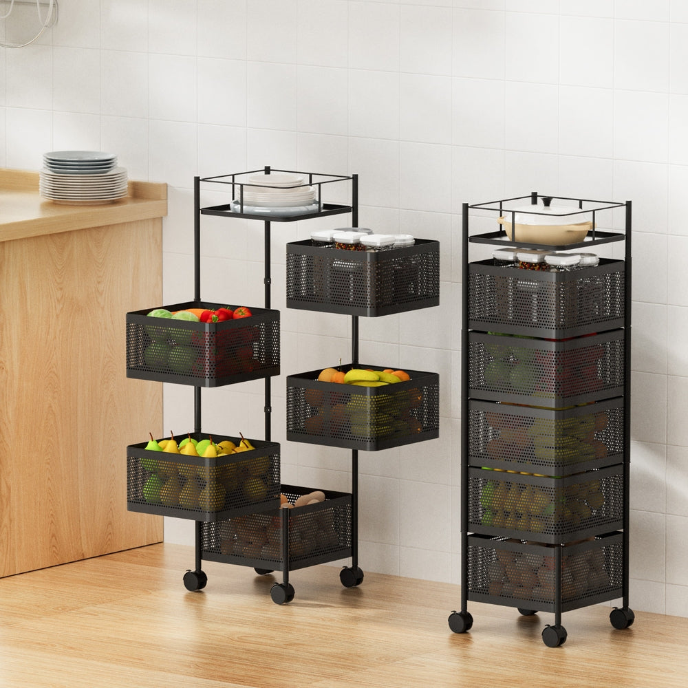 Artiss Storage Trolley Kitchen Cart 5 Tiers Storage Rack Black-6
