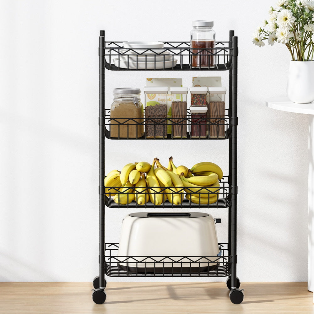 Artiss 4-Tier Shelving Unit Adjustable Garage Storage Kitchen Rack With Wheels-7