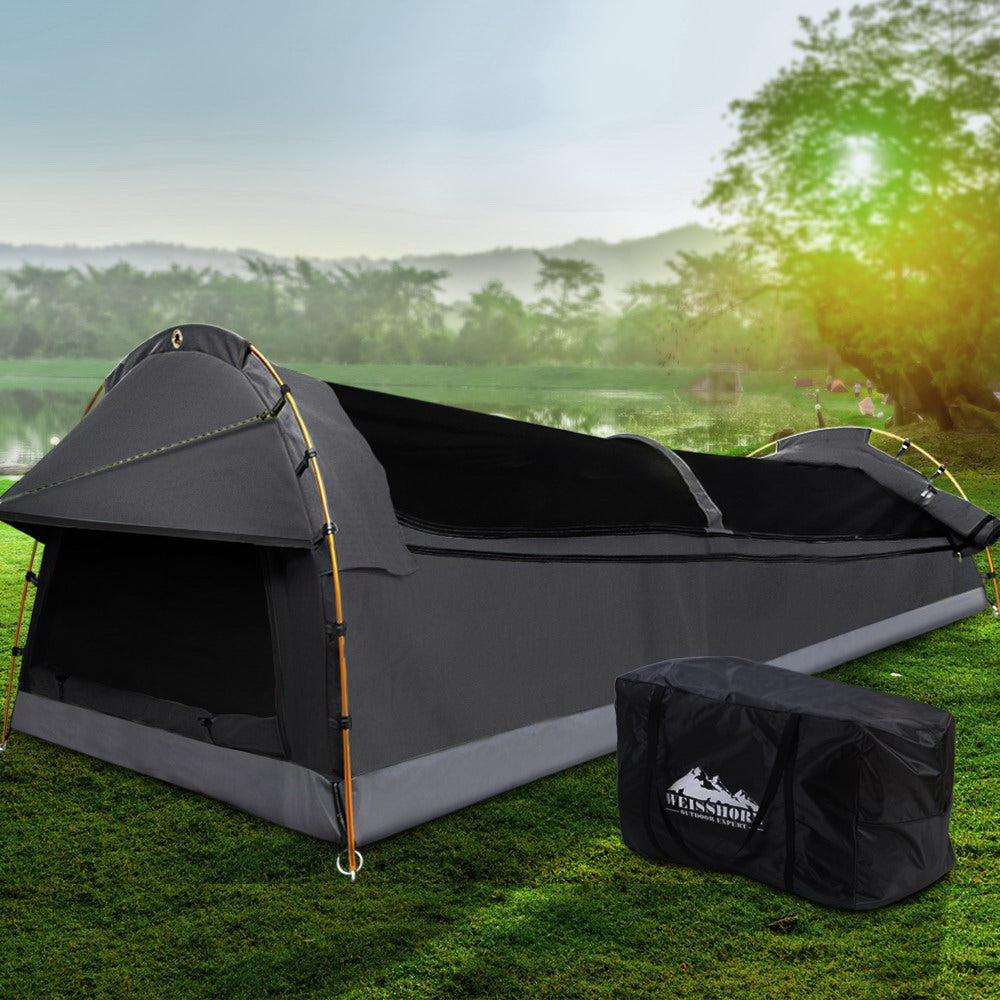 Weisshorn Double Swag Camping Swags Deluxe Canvas Tent Dark Grey-7
