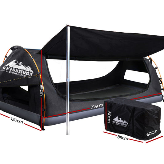 Weisshorn Double Swag Camping Swags Canvas Free Standing Dome Tent Dark Grey 4CM-1