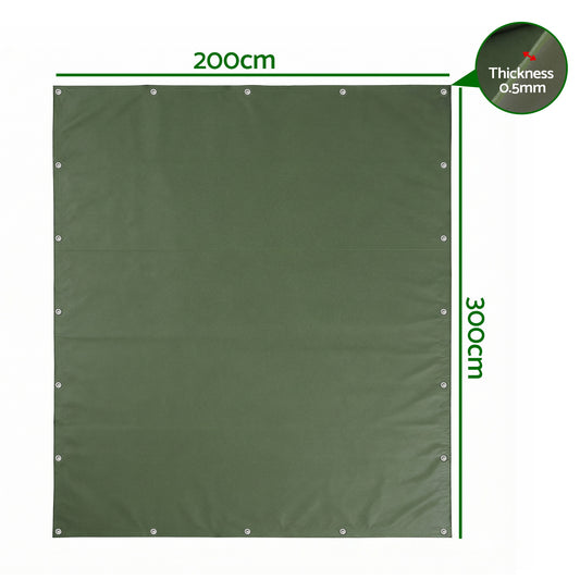 Instahut 2x3m Tarp Tarpaulin 600GSM Camping Canvas Heavy Duty Water Resistant-1