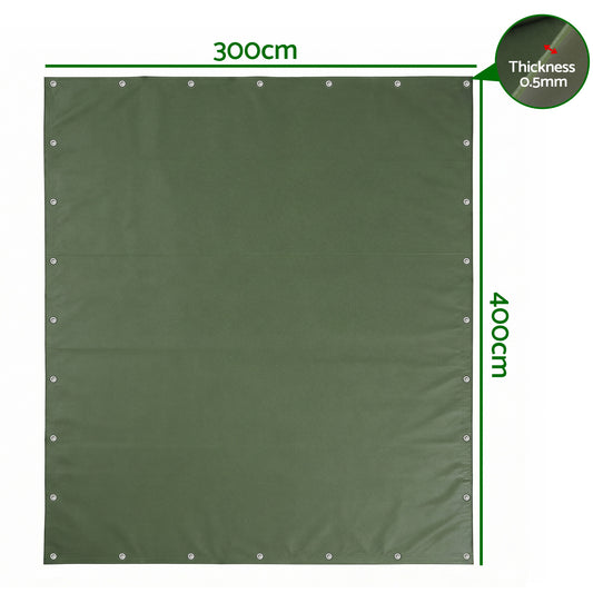 Instahut 3x4m Tarp Tarpaulin 600GSM Camping Canvas Heavy Duty Water Resistant-1