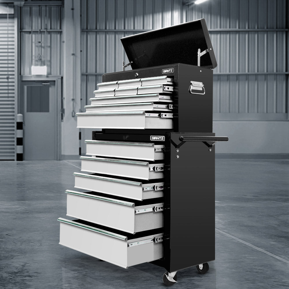 Giantz 14 Drawer Tool Box Cabinet Chest Mechanic Garage Storage Trolley Grey-7