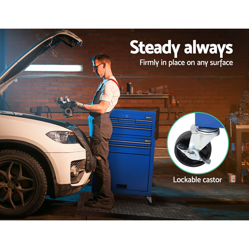 Giantz 7 Drawer Tool Box Cabinet Chest Trolley Toolbox Garage Storage Blue-5