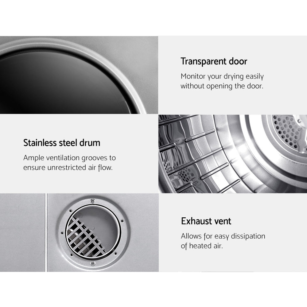 Devanti Tumble Dryer 5kg Fully Auto Silver-5