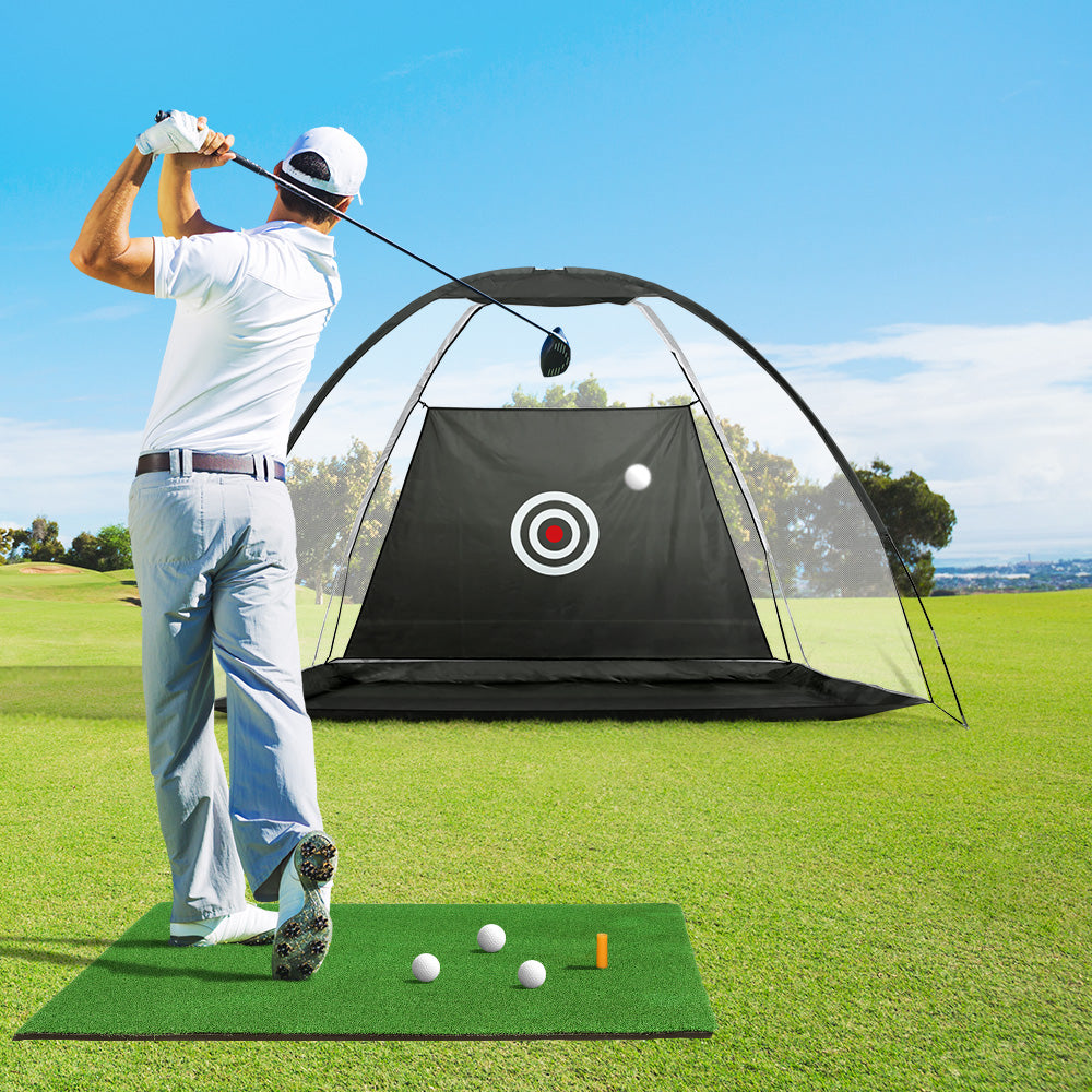 Everfit 3M Golf Practice Net And Training Mat Set Driving Target Black-7