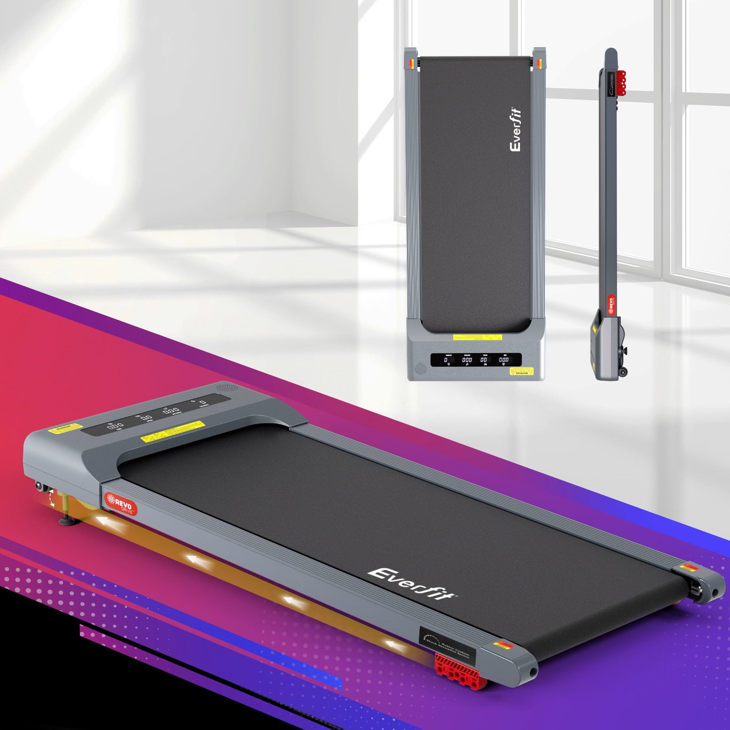 Everfit Treadmill Electric Walking Pad Incline Under Desk Home Gym 380mm Grey-6