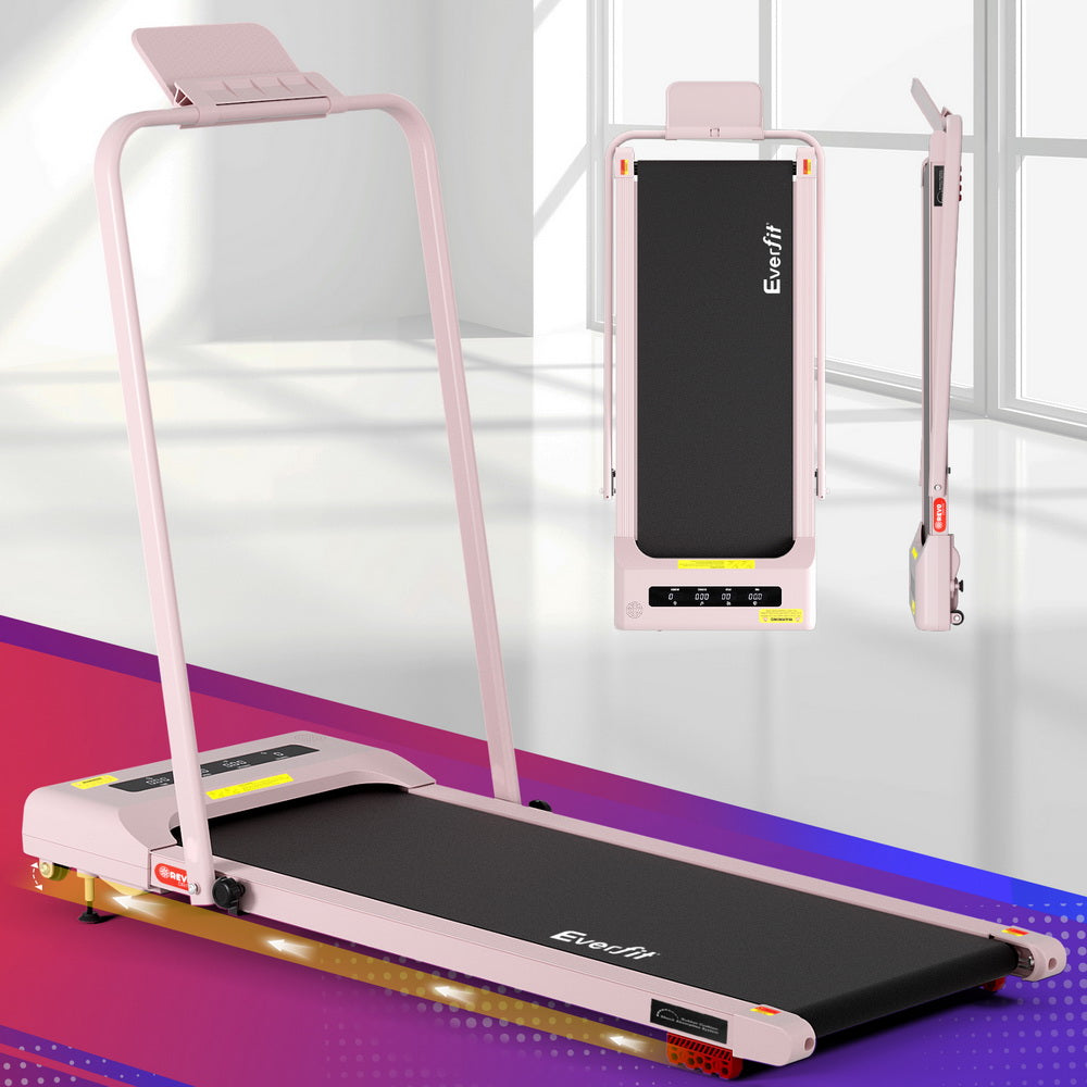 Everfit Treadmill Electric Walking Pad Incline Under Desk 380mm Pink-6