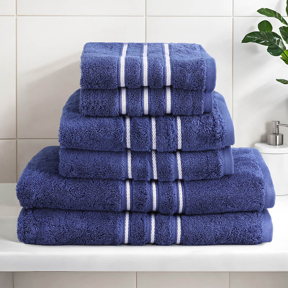 6 Pack Bath Towels Set Cotton Towel Navy-6