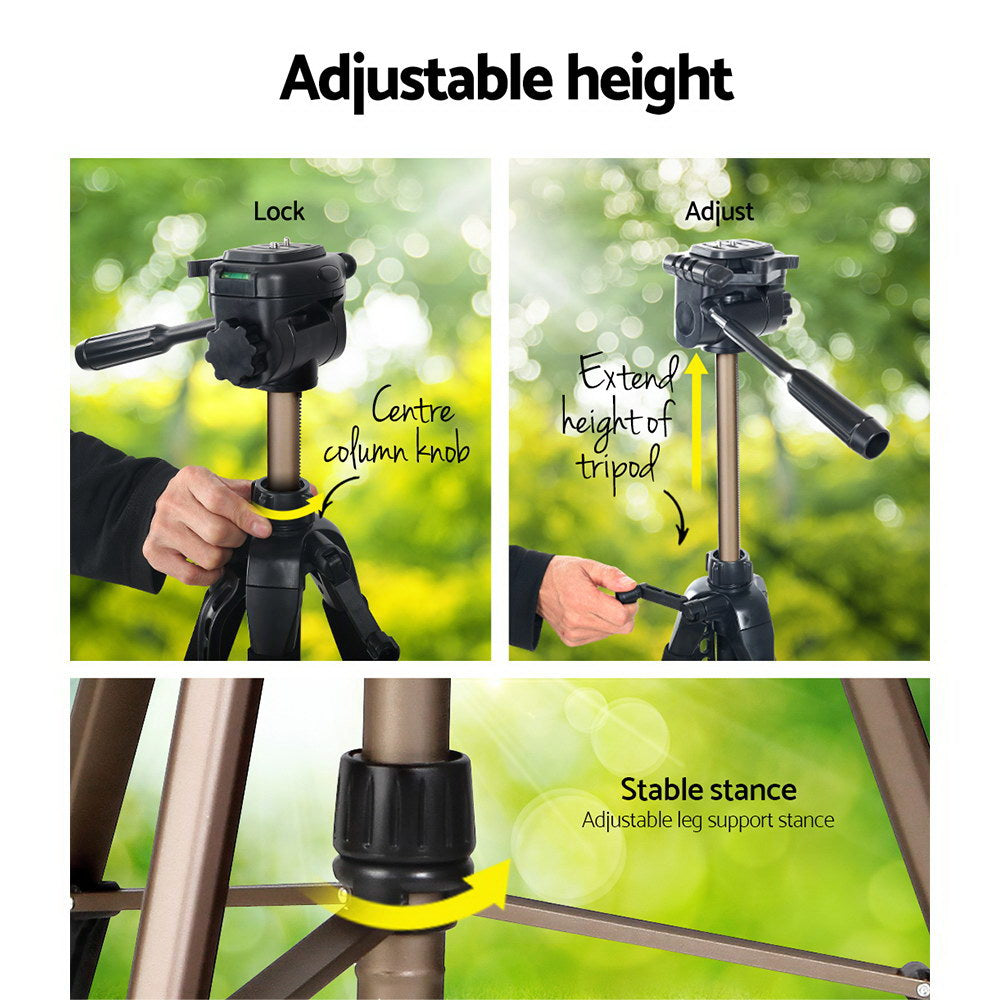 Weifeng Professional Camera Tripod Stand Mount DSLR Travel Adjustable 62-160cm Gold-5