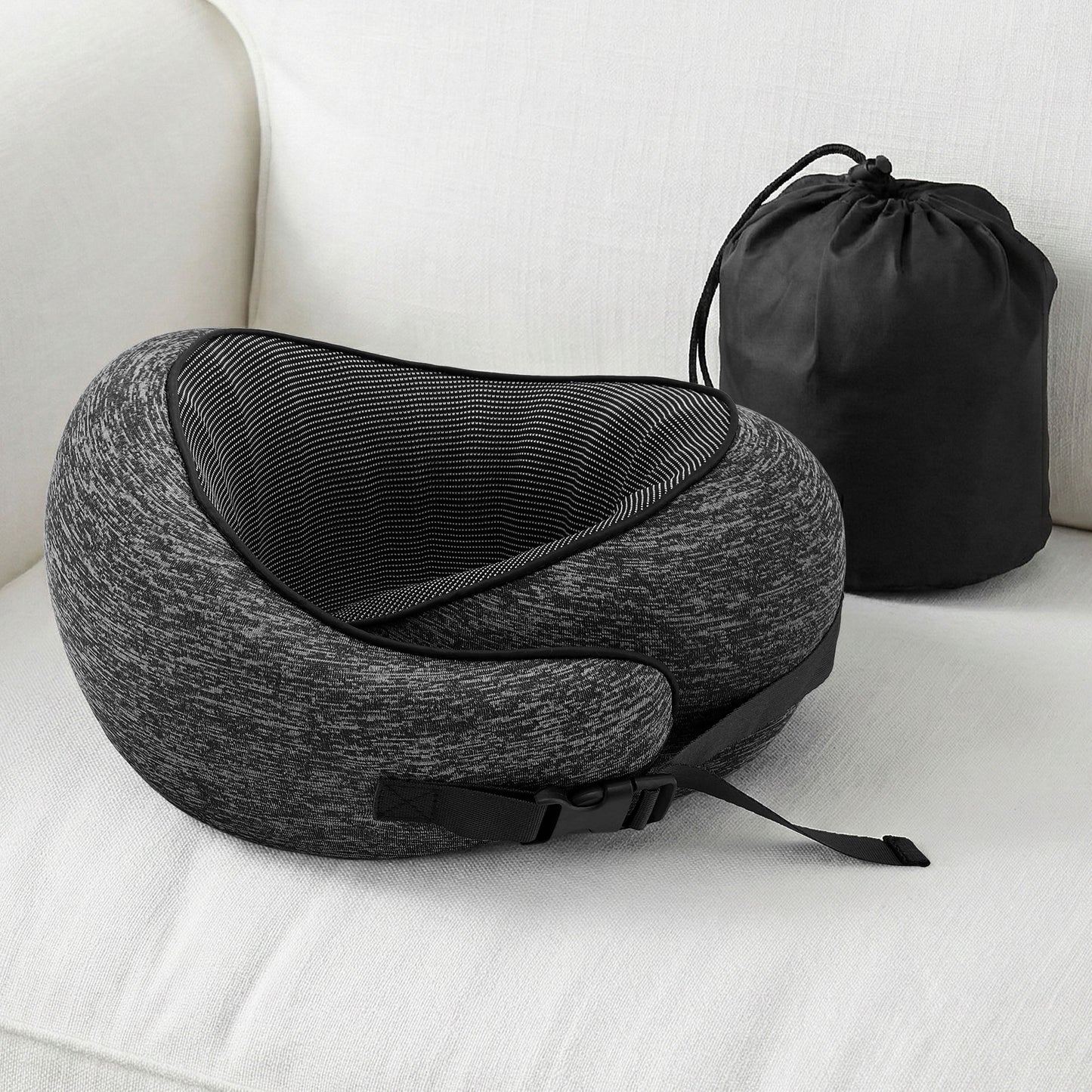 Wanderlite Travel Pillows for Airplanes Ergonomic Memory Foam Neck Pillow, Breathable & Washable Cover, Travel Bag Included, Airplane Pillow for Airplane, Car, Office and Home, Dark Grey-9