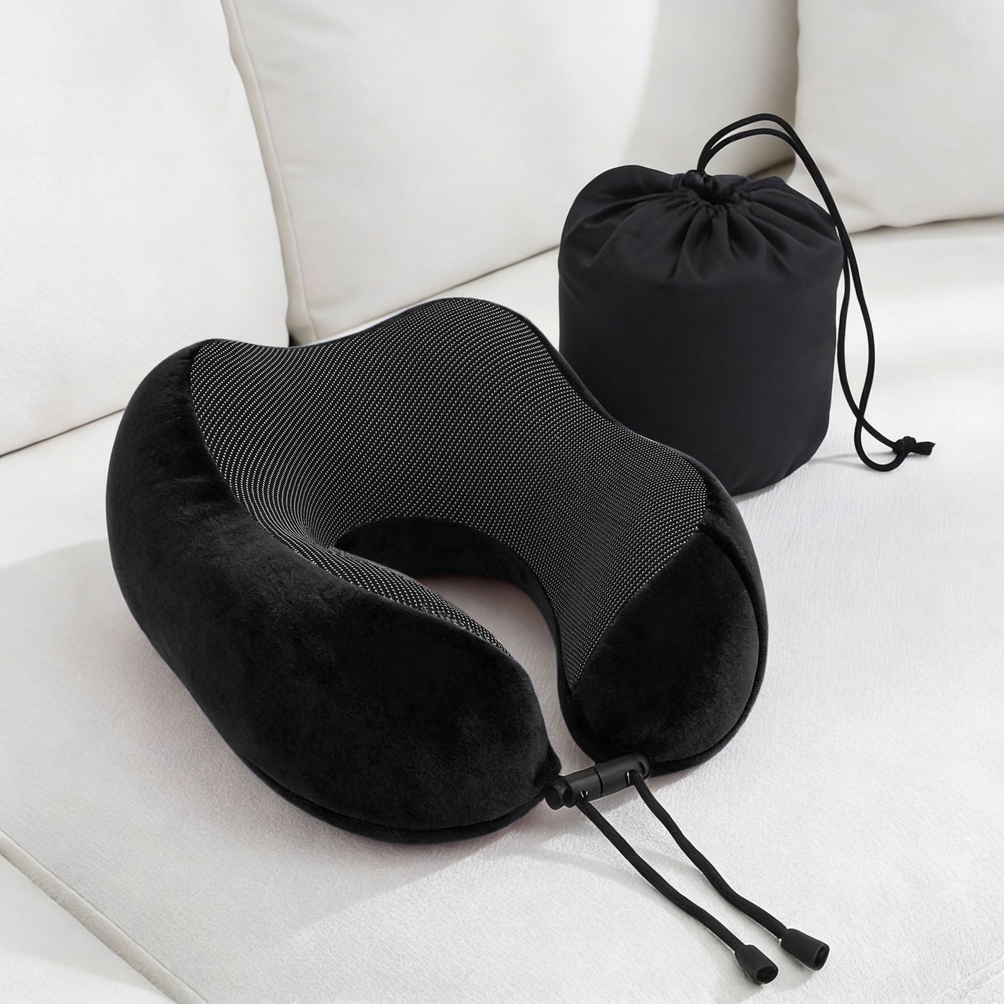 Wanderlite Travel Pillow for Airplanes Memory Foam Neck Pillows for Traveling, Soft & Washable Cover with Storage Bag, Portable Plane Accessories for Airplanes Offices Cars, Black-9