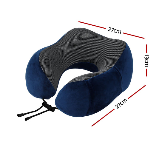 Wanderlite Travel Pillow for Airplanes Memory Foam Neck Pillows for Traveling, Soft & Washable Cover with Storage Bag, Portable Plane Accessories for Airplanes Offices Cars, Blue-1