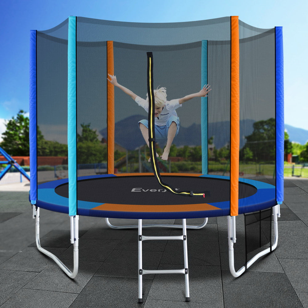 Everfit 8FT Trampoline for Kids w/ Ladder Enclosure Safety Net Pad Gift Round-6