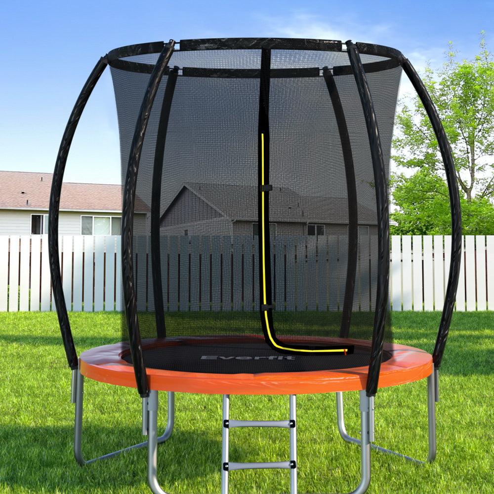 Everfit 6FT Trampoline for Kids w/ Ladder Enclosure Safety Net Rebounder Orange-6