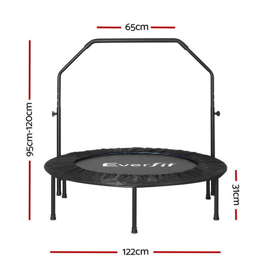 Everfit 48inch Round Fitness Trampoline Rebounder Adjustable Handrail Blue-1