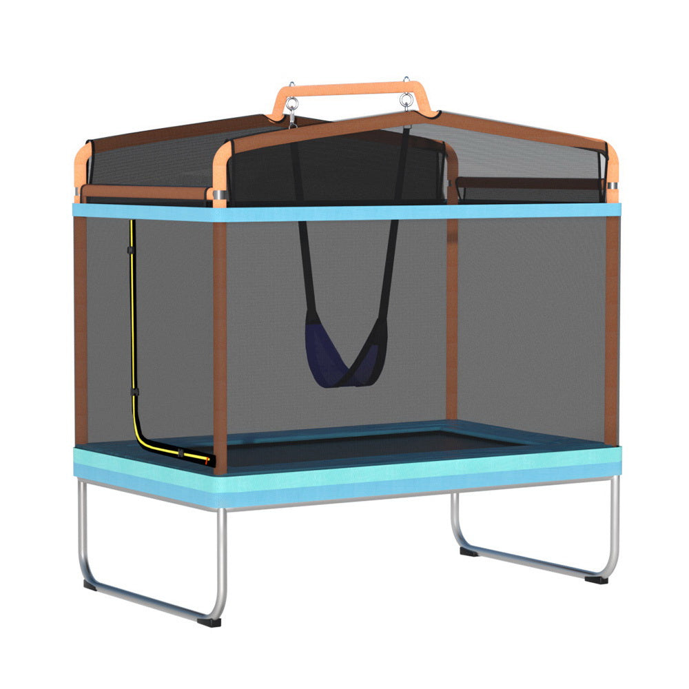 Everfit 6FT Trampoline Kids Rectangle Trampoline w/ Swing Enclosure Safety Net Orange-6