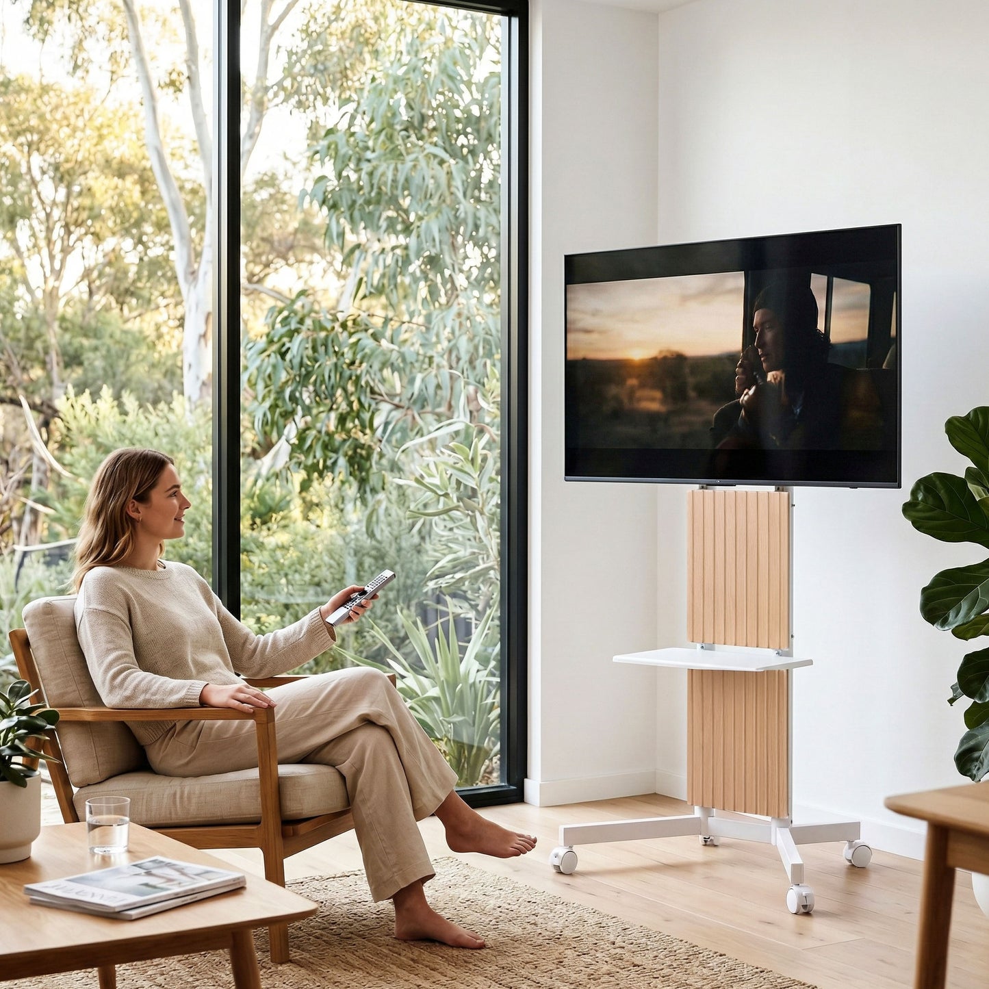 Artiss Mobile TV Floor Stand for 32-65" Mount Bracket Universal Adjustable Height with Wheels