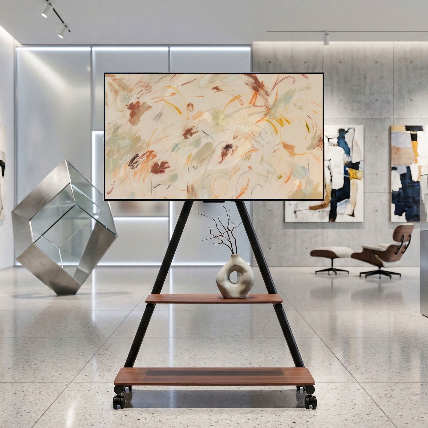 Artiss Mobile TV Stand Rolling Cart Wheels 32-75" Heavy Duty 133kg Mount Bracket