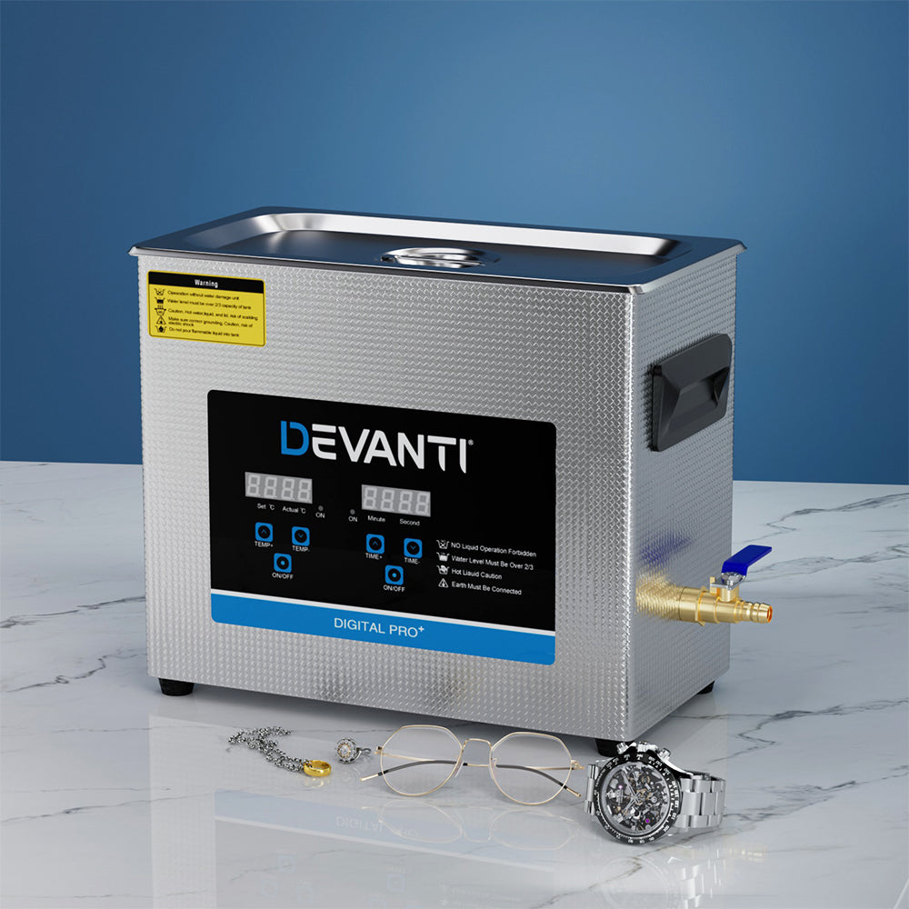 Devanti 6.5L Ultrasonic Cleaner Heater Cleaning Machine Timer Industrial 180W-3