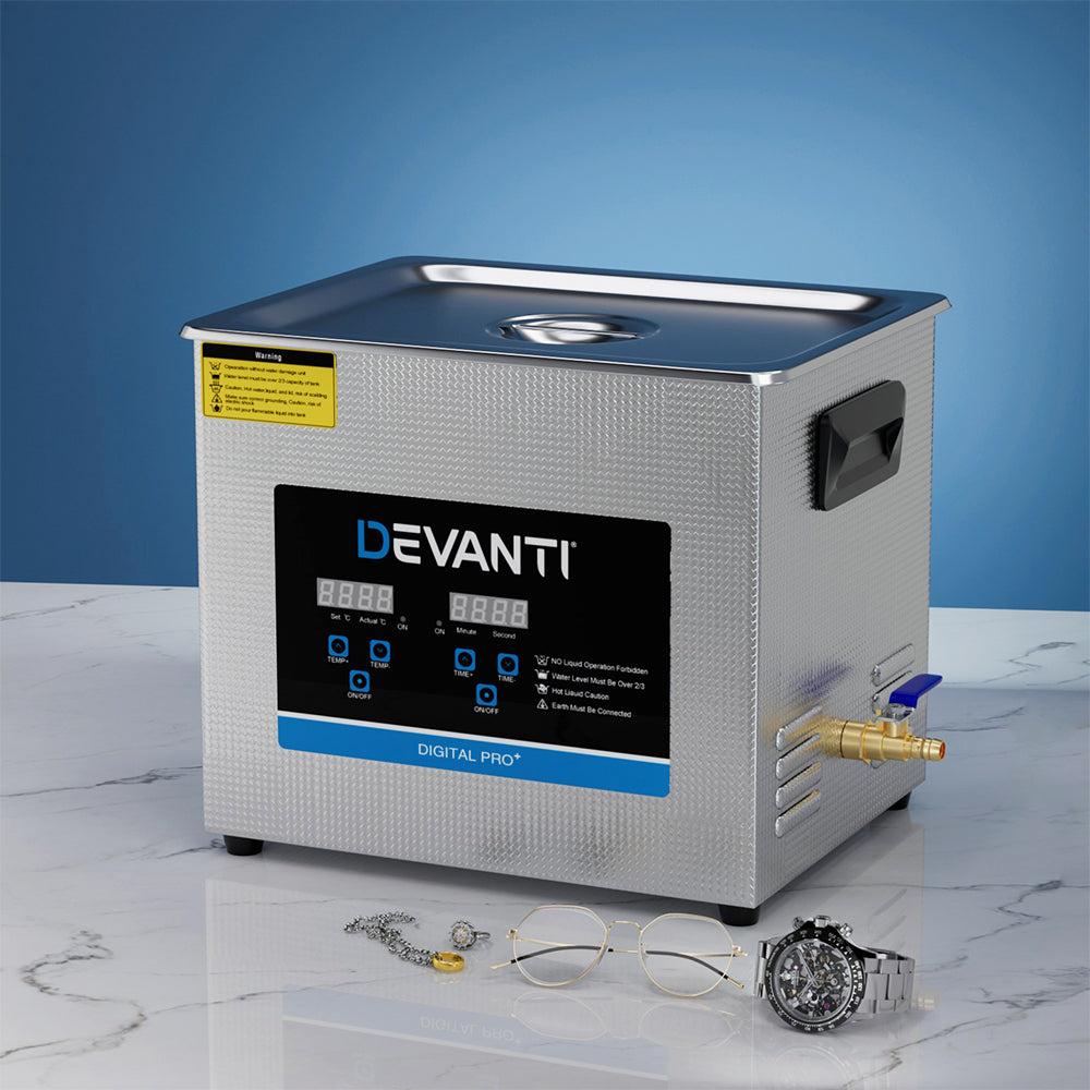 Devanti 10L Ultrasonic Cleaner Heater Cleaning Machine Timer Industrial 240W-3