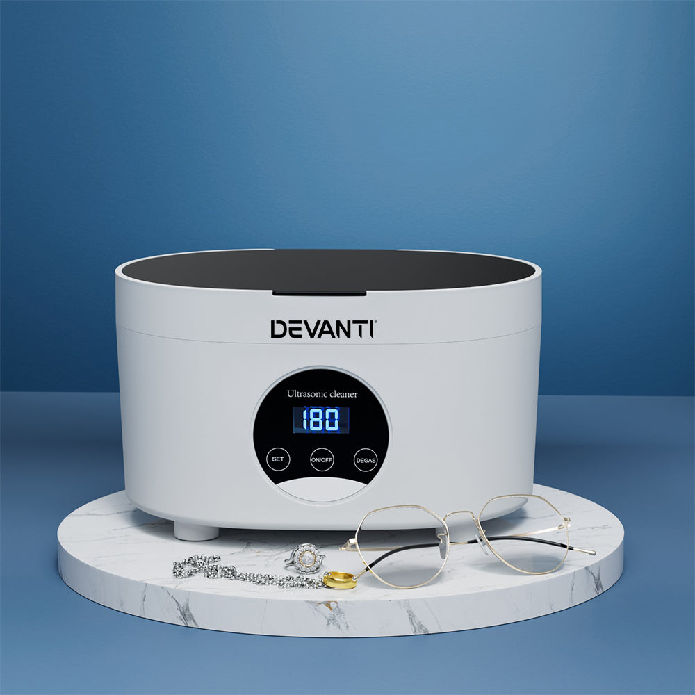 Devanti 600ml Ultrasonic Cleaner Timer Jewellery Glasses Cleaning Machine Degas-3