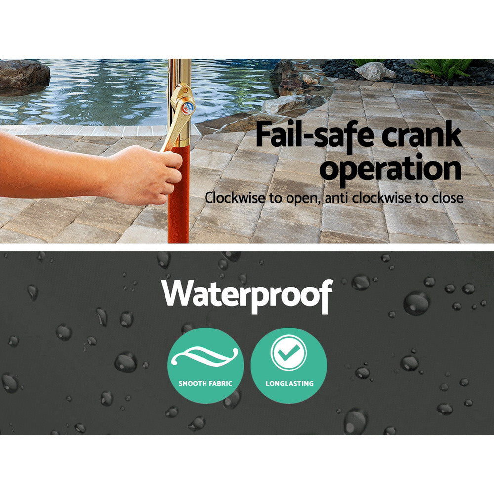 Instahut 3m Outdoor Umbrella Pole Umbrellas Beach Garden Sun Stand Patio Charcoal-5