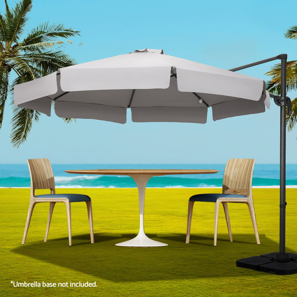 Instahut 3m Outdoor Umbrella Cantilever 360 Degree Tilt Beach Roma Grey-6
